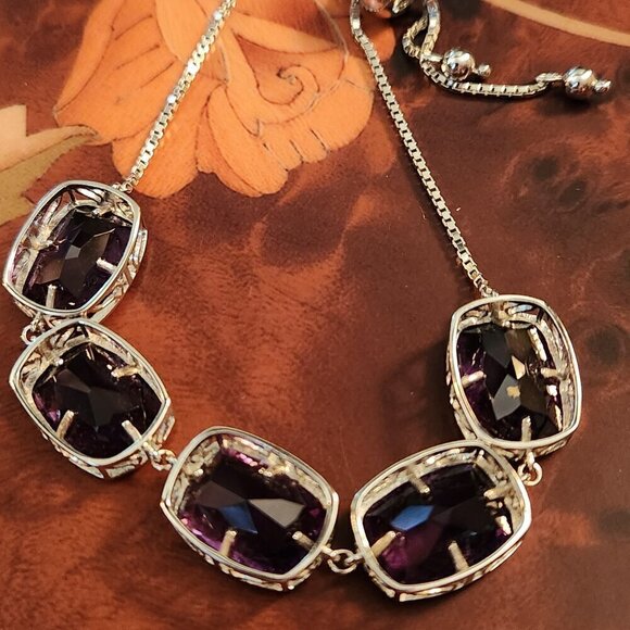 JTV African Amethyst Silver Bolo Bracelet - Picture 6 of 6